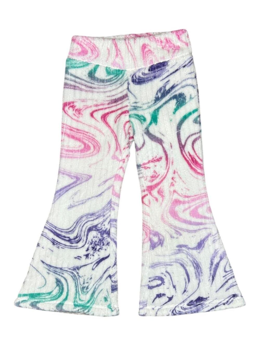 Justice 1 Sleep pastel swirl fleece flare lounge pants, XS/TP 5-6